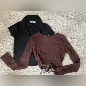 Black and Brown Ribbed Tops